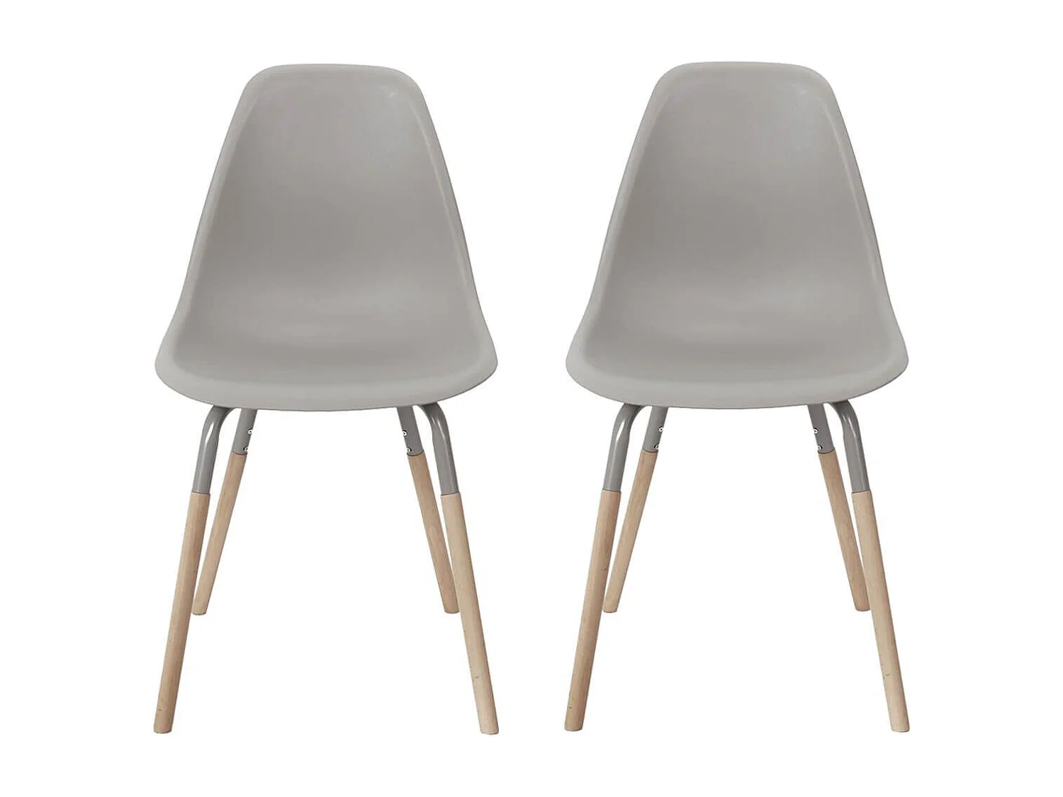 FLUK - Lot de 2 Chaises Polypropylène Taupe et Bois