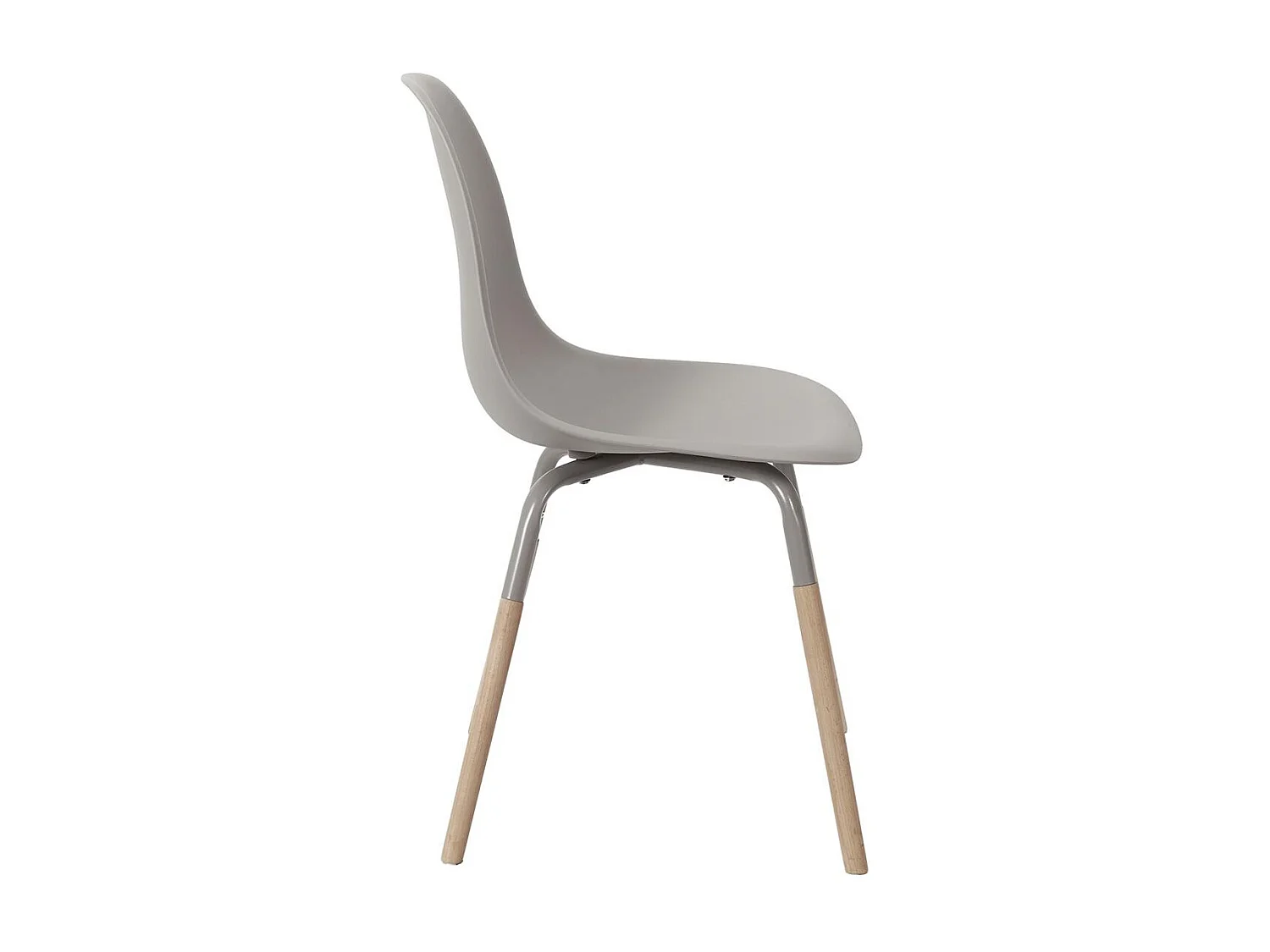 FLUK - Lot de 4 Chaises Polypropylène Taupe et Bois