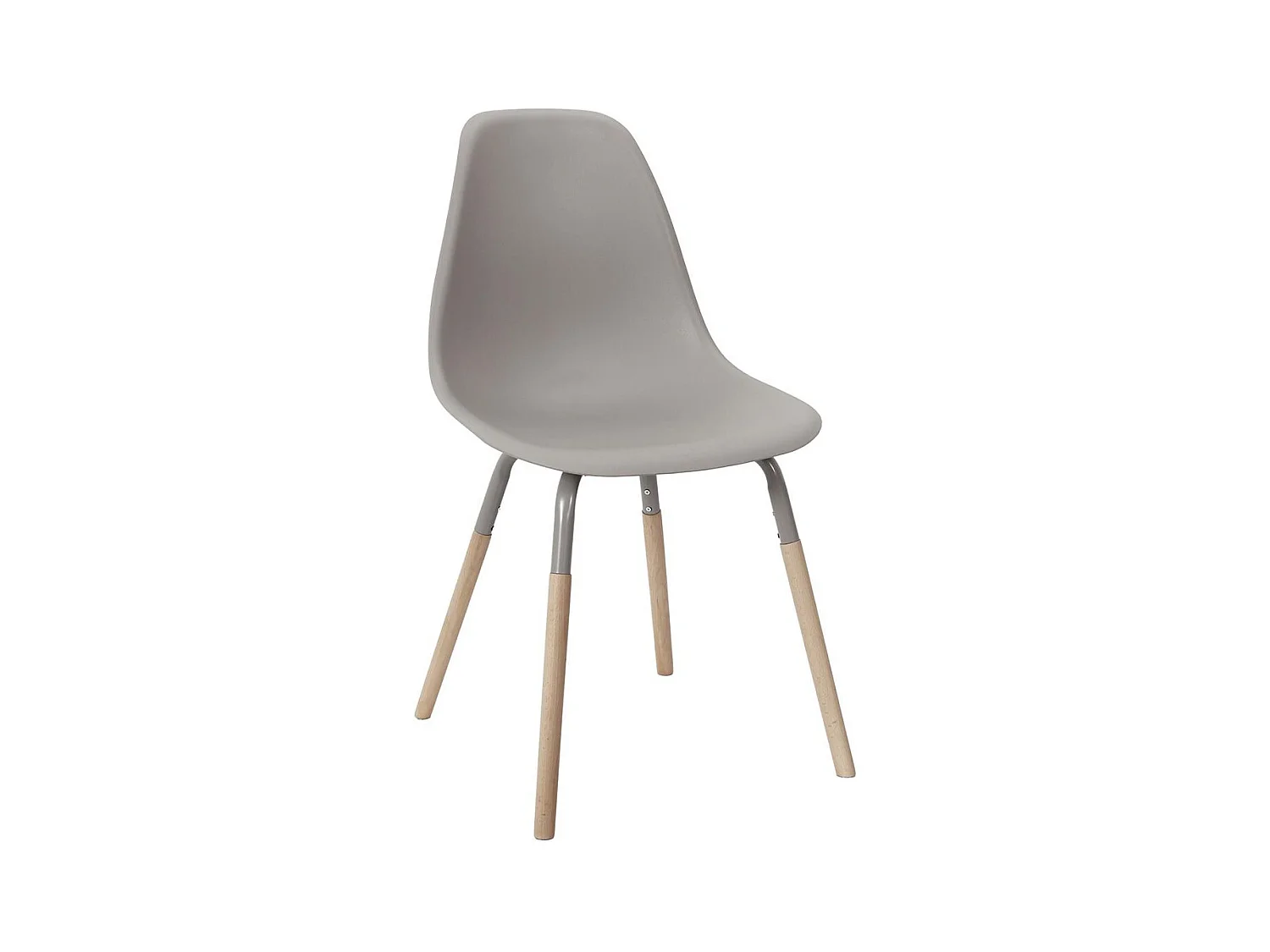 FLUK - Lot de 4 Chaises Polypropylène Taupe et Bois