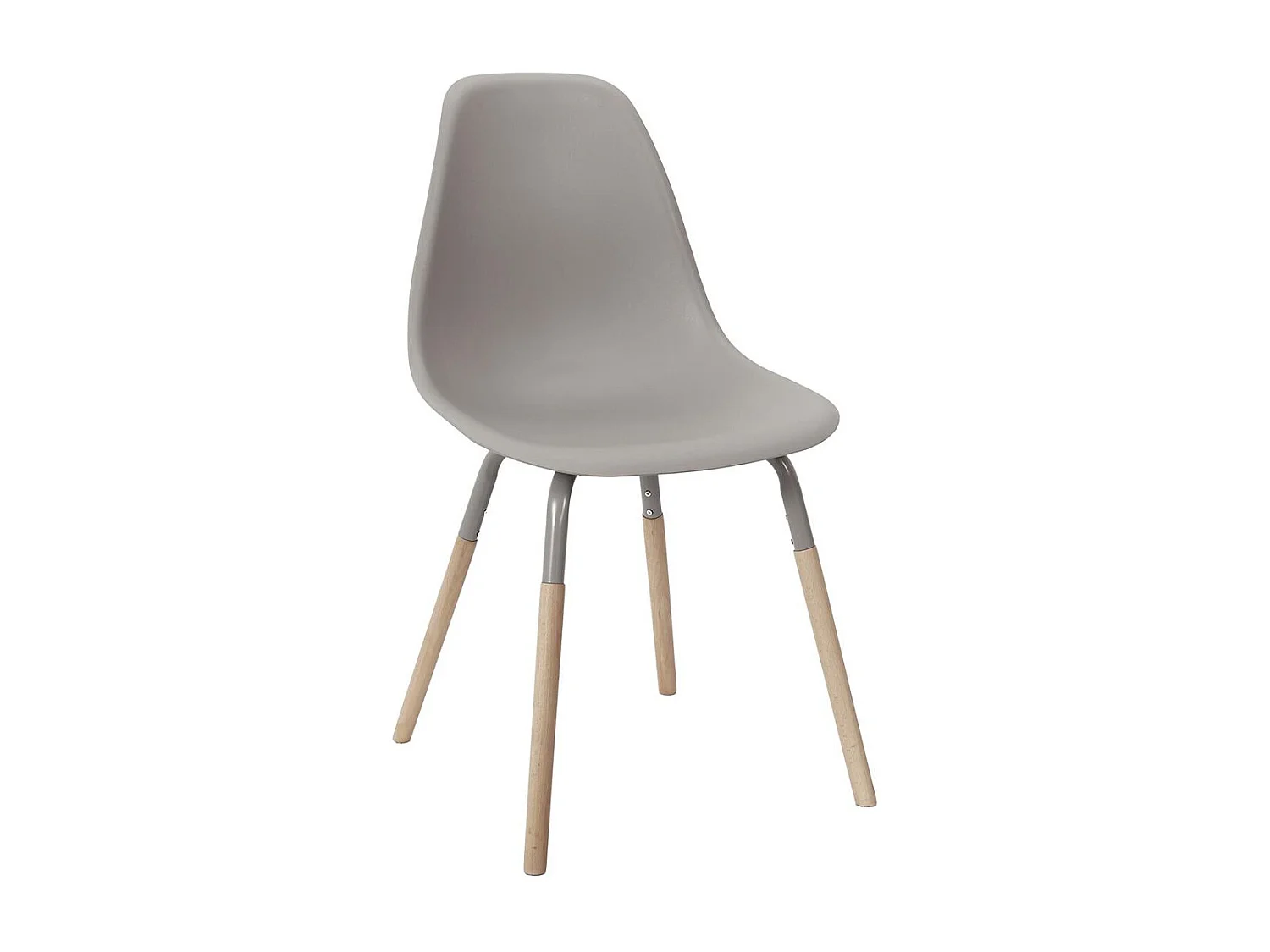 FLUK - Lot de 4 Chaises Polypropylène Taupe et Bois