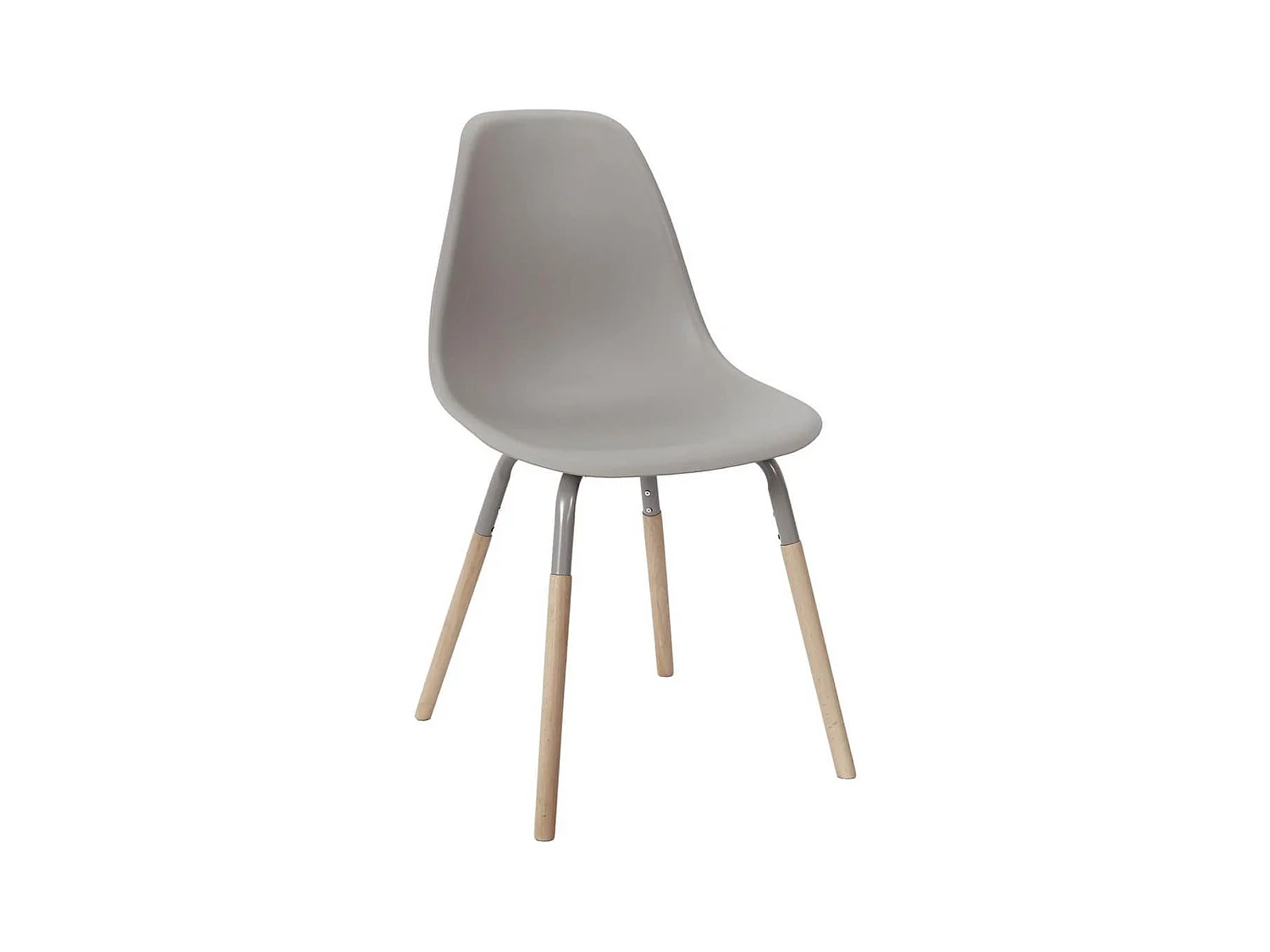 FLUK - Lot de 6 Chaises Polypropylène Taupe et Bois