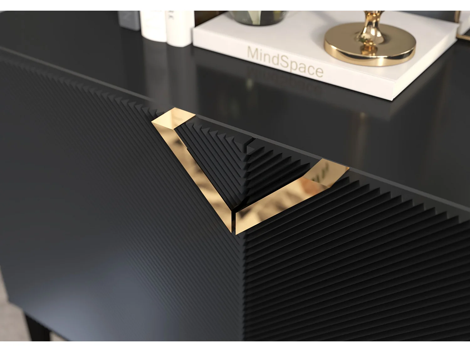 Buffet en bois DEMI LONG 2D / noire / 100,5 cm