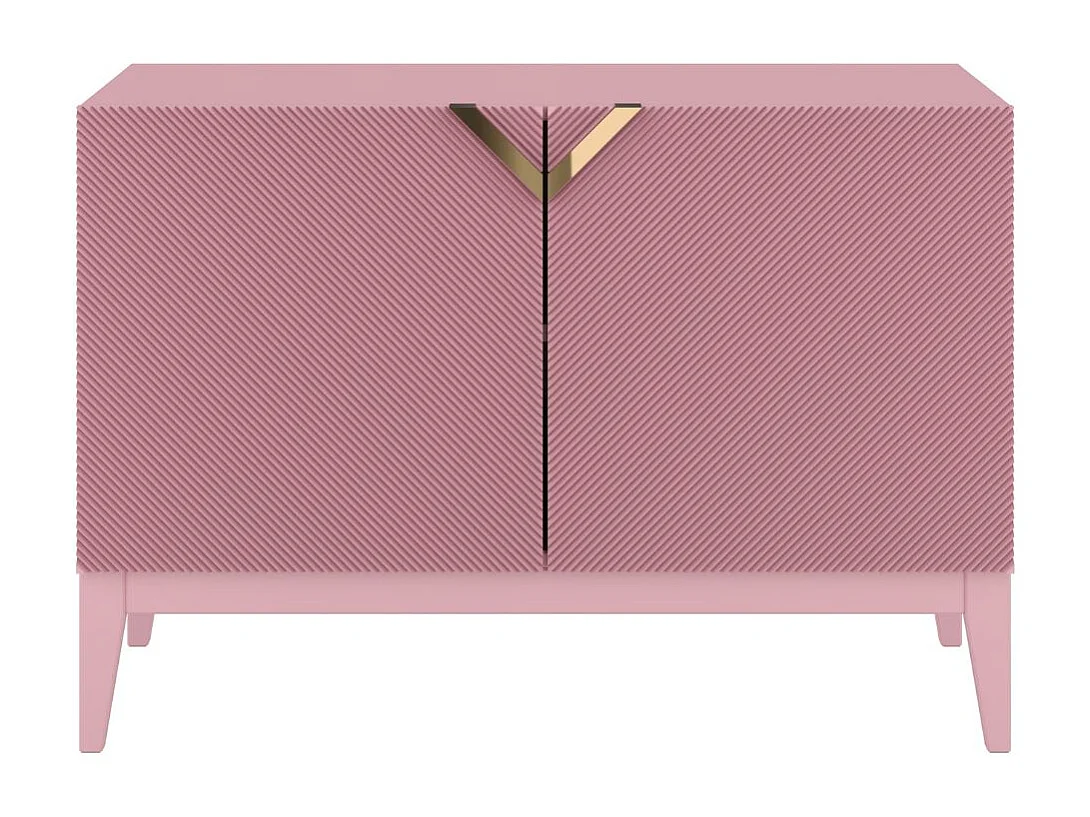 Sideboard Demi 2d long, pink-gold, mit gefrästen fronten, massive buche
