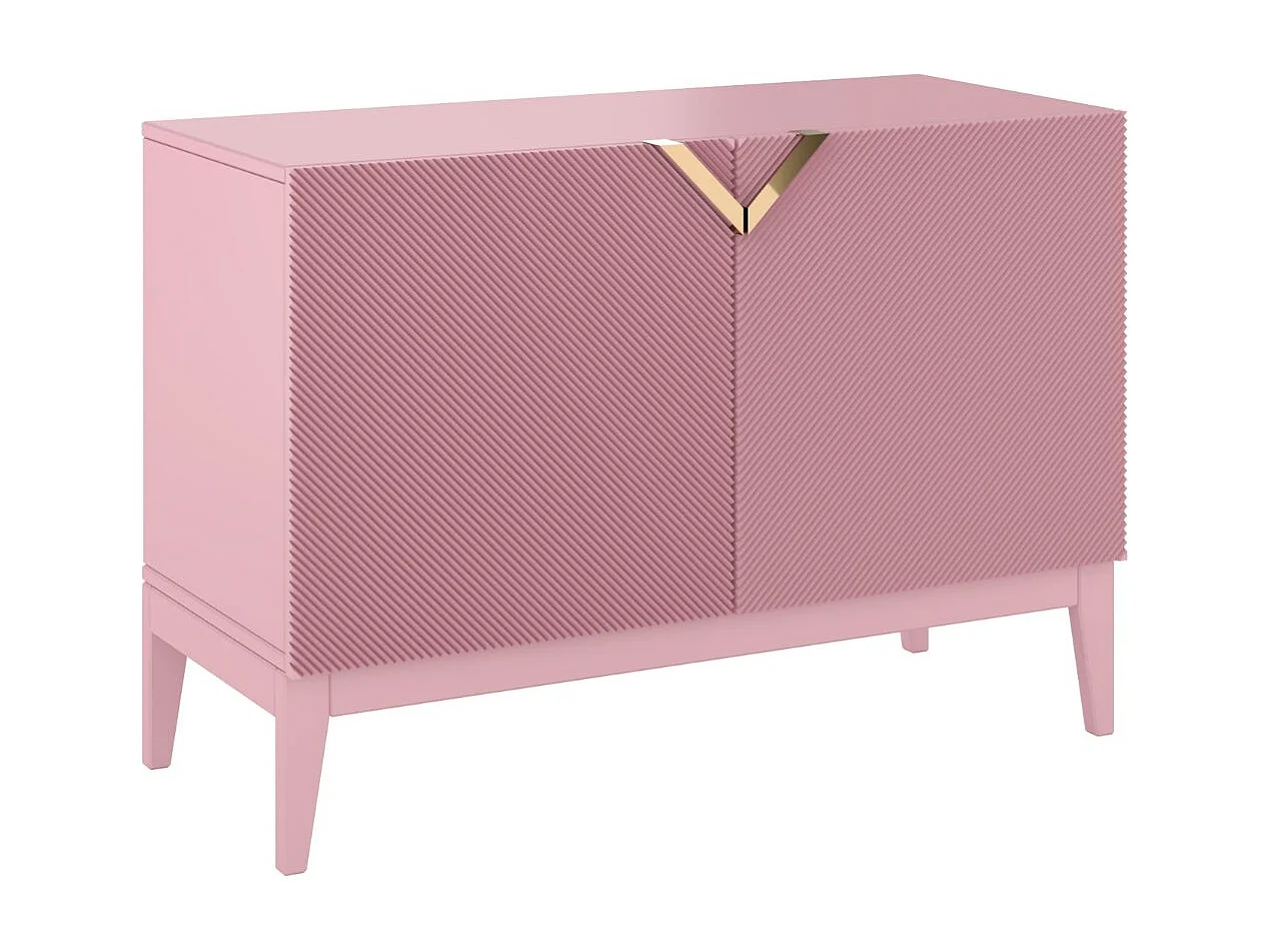 Sideboard Demi 2d long, pink-gold, mit gefrästen fronten, massive buche