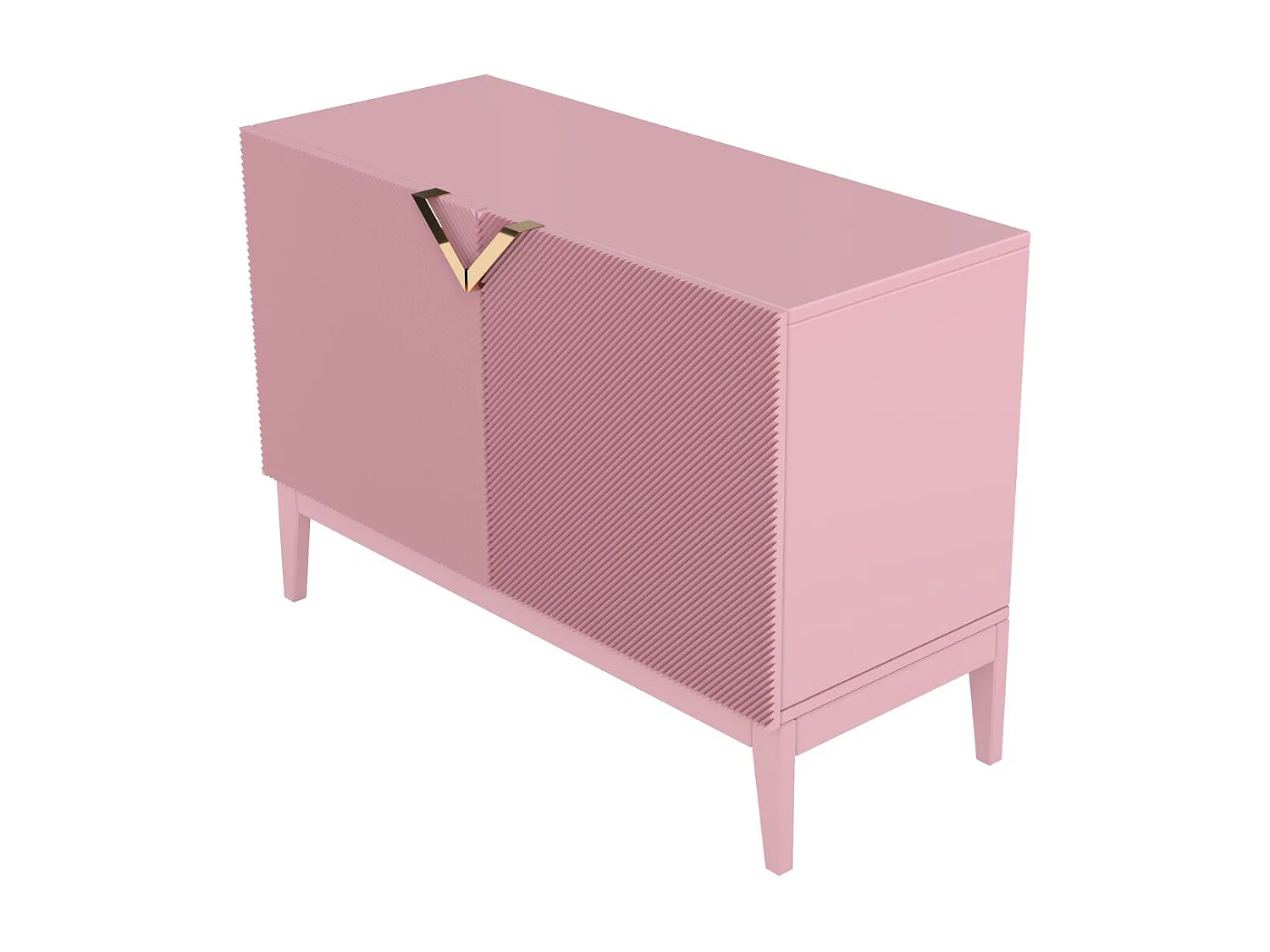 Sideboard Demi 2d long, pink-gold, mit gefrästen fronten, massive buche