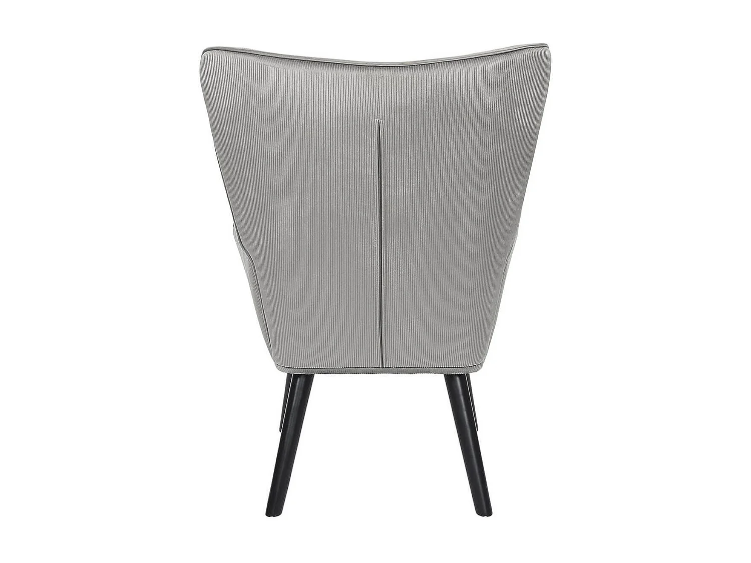 HAMZA - Fauteuil Tissu velours côtelé gris clair et piétement hévéa laqué noir