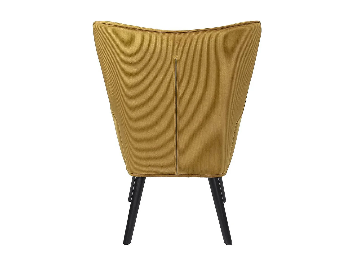 HAMZA - Fauteuil Tissu velours côtelé moutarde et piétement hévéa laqué noir