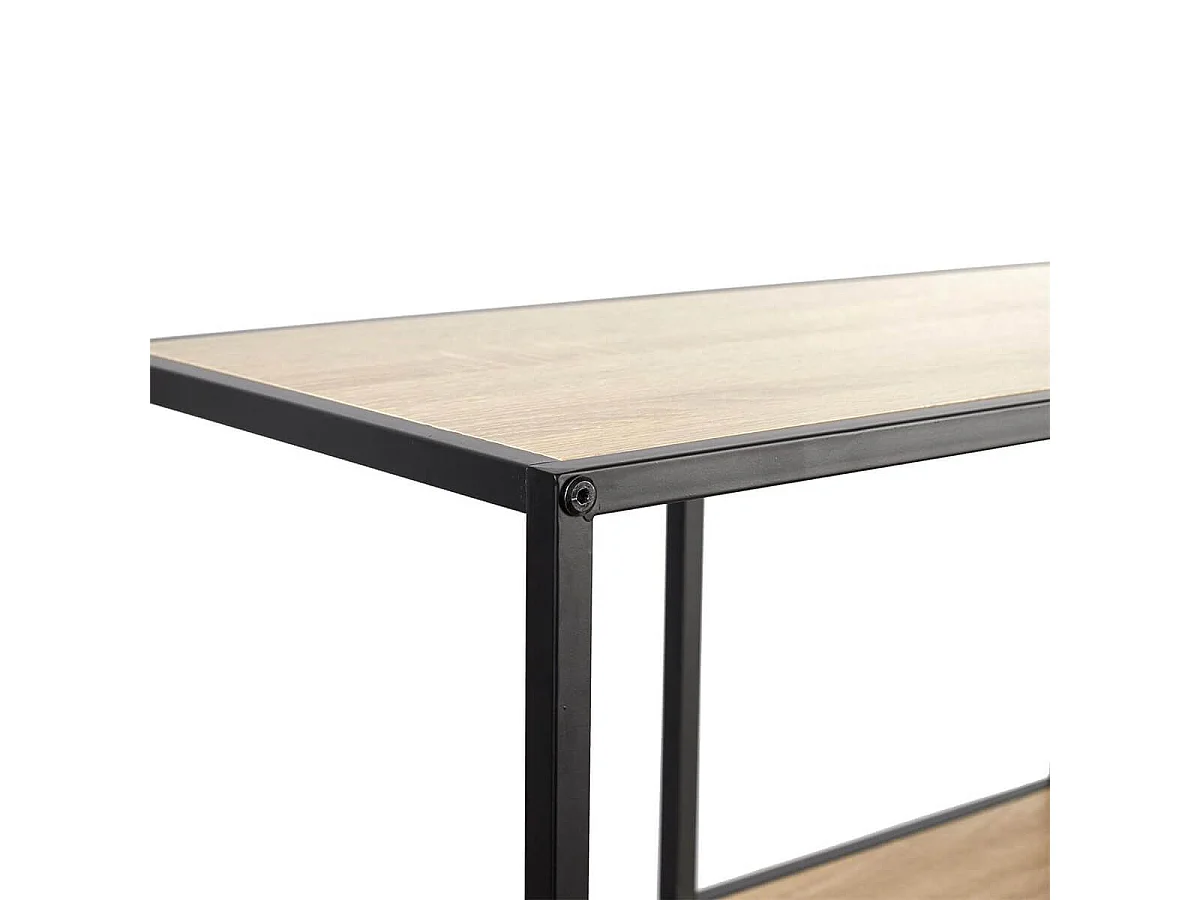 ELIAS - Etagère 9 cases en métal noir et plateaux MDF aspect bois