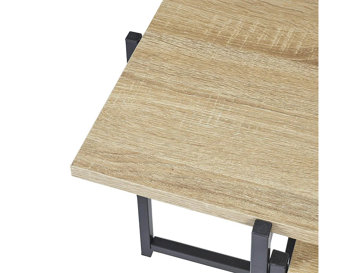 ELIAS - lot de 2 tables basses gigogne plateau MDF aspect bois piètement métal