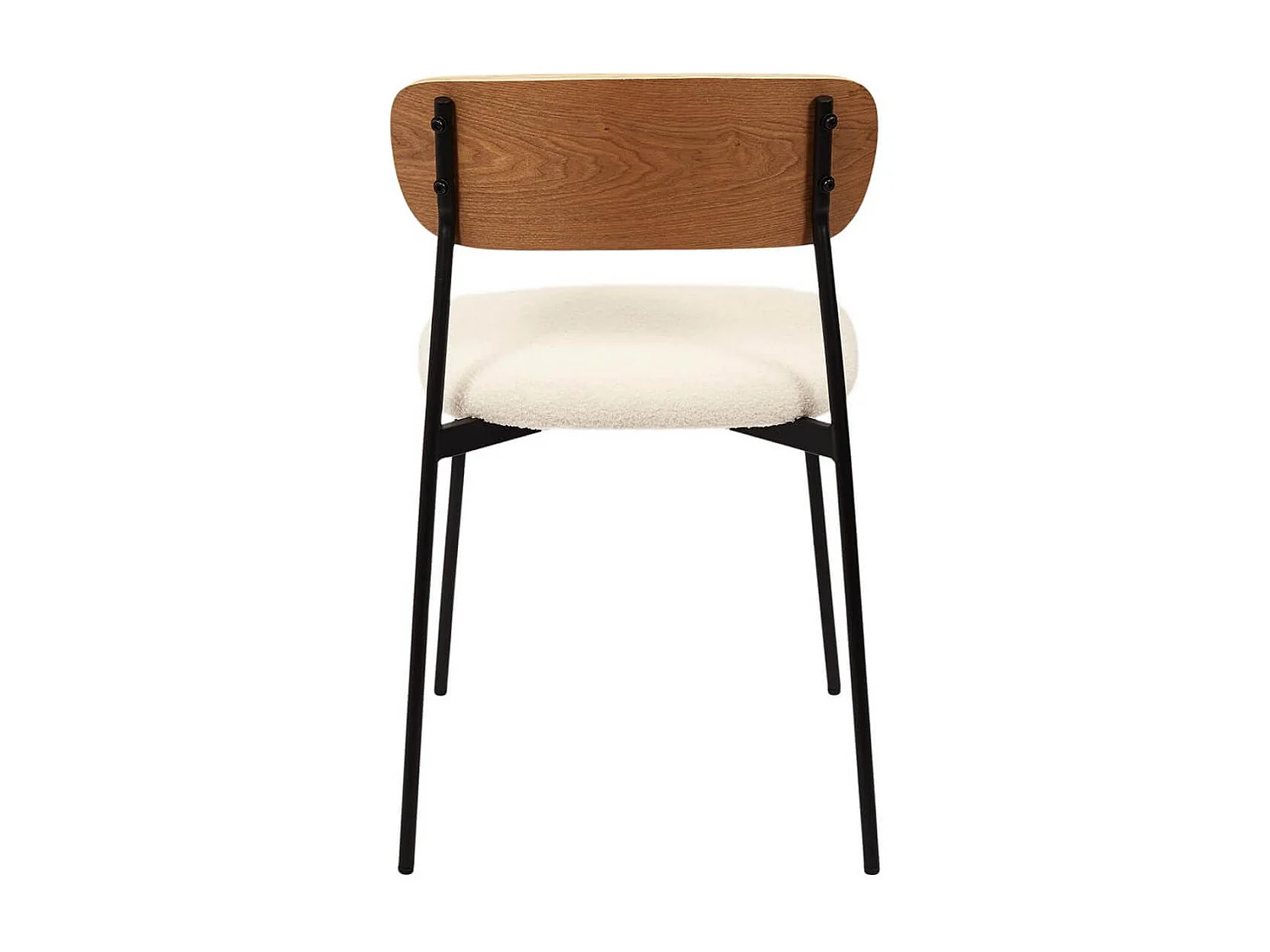 KILPA - Lot de 4 chaises bois et métal assise en tissu bouclettes