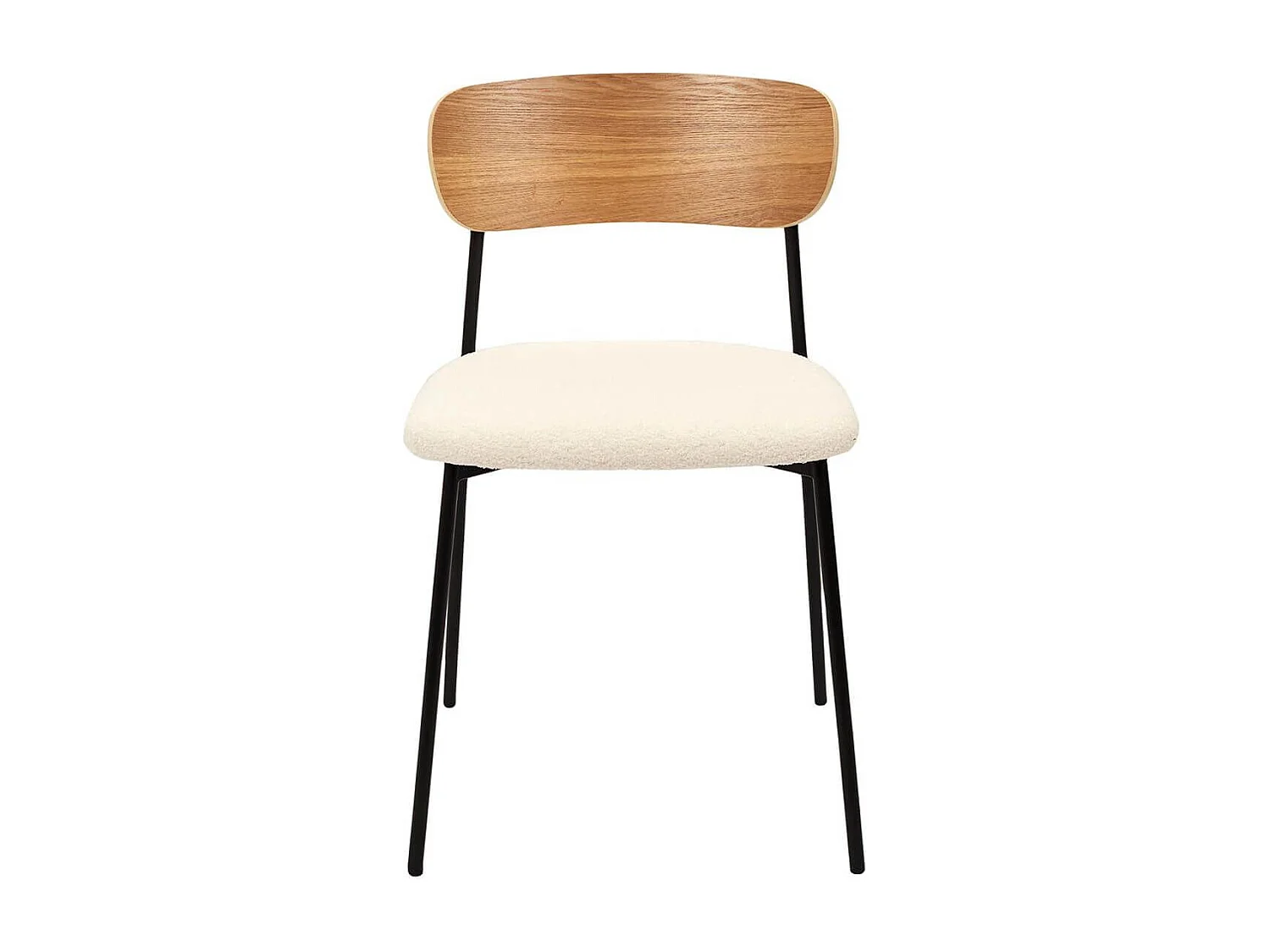 KILPA - Lot de 4 chaises bois et métal assise en tissu bouclettes