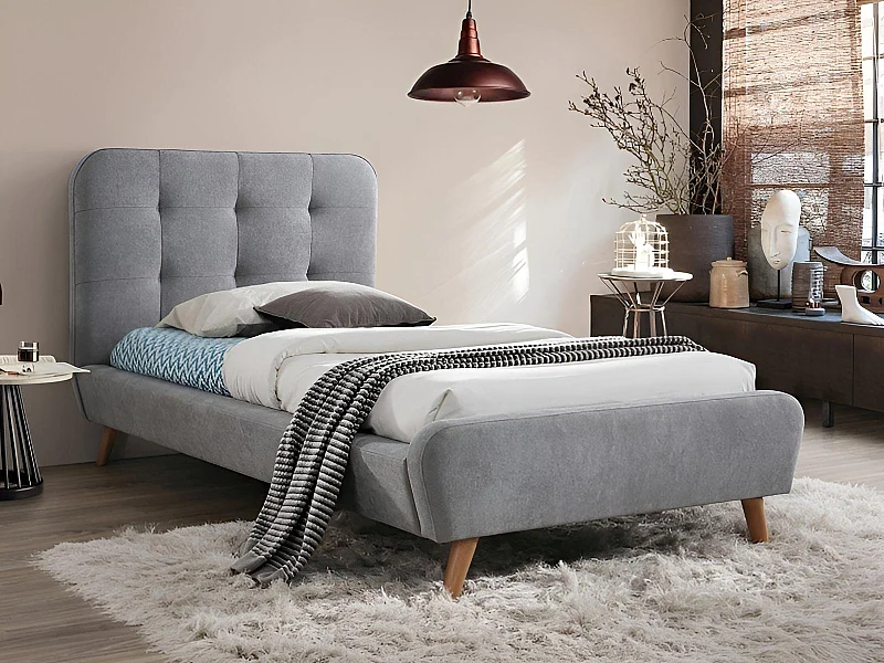 Bett Tiffany XS (90x200)/Stoffbezug/Grau