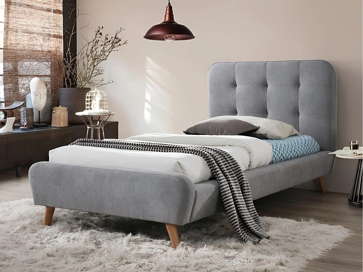 Lit Tiffany XS (90x200)/Tissu/Gris