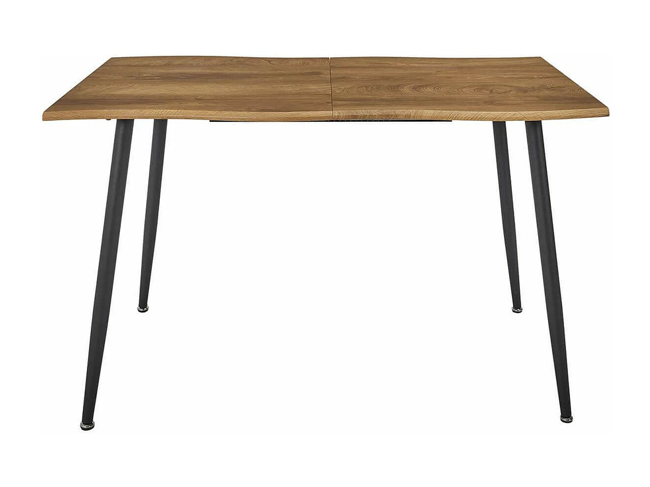 CAROLIE - Table de Repas Allongeable en MDF Aspect Chêne Clair Pieds Métal Noir