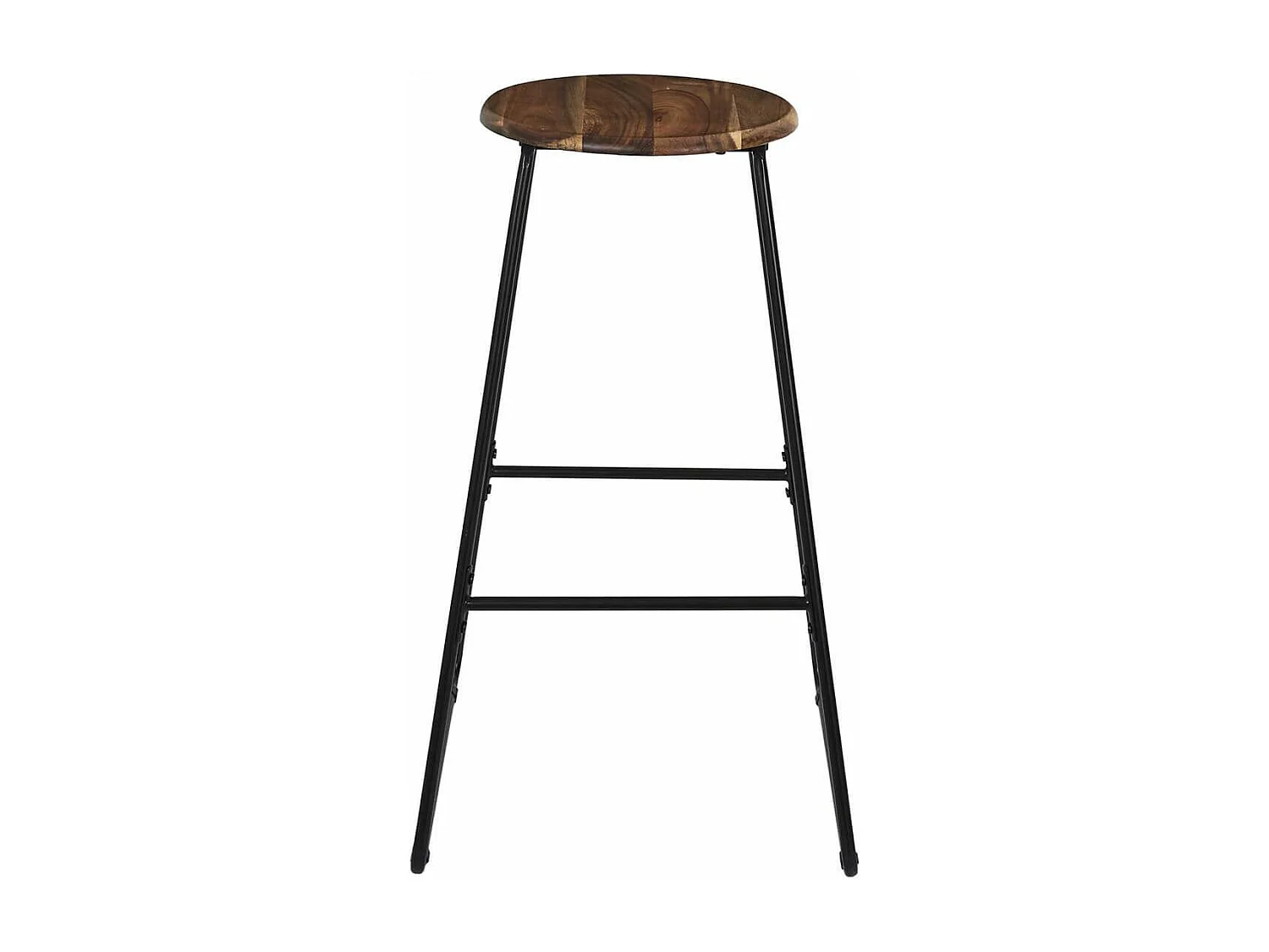 LUCIEN - Tabouret de bar en métal filaire noir et assise en acacia