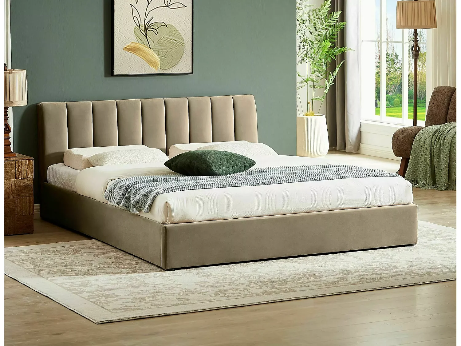 Letto Montreal (120x200)/Tessuto/Beige