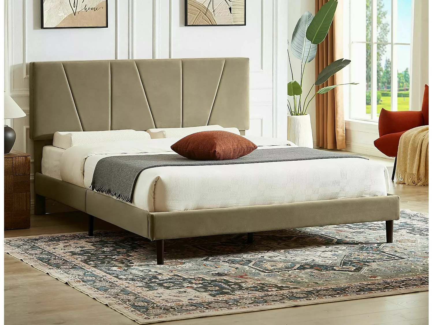 Letto Savana (120x200)/Tessuto/Beige