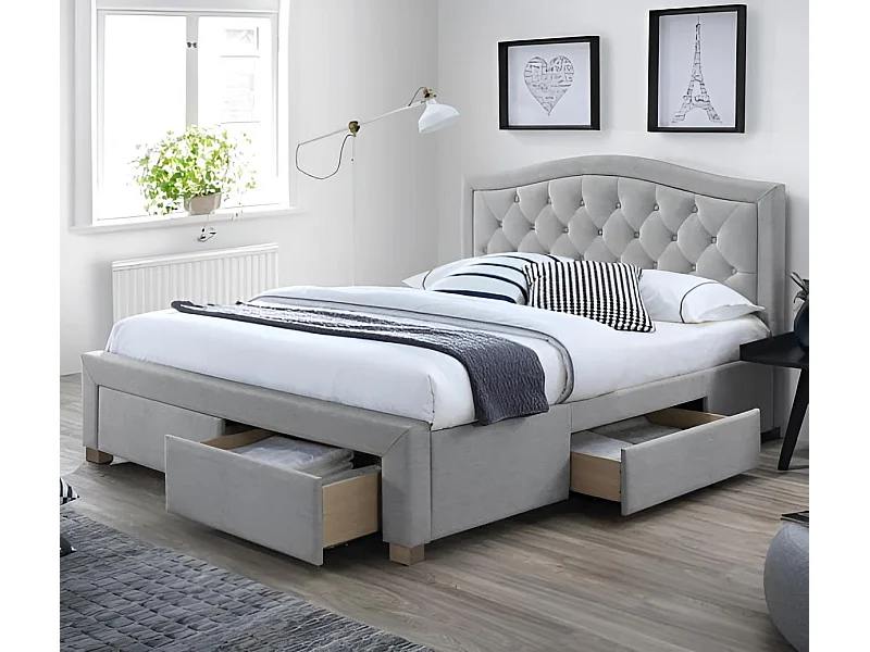 Letto Electra (140x200)/Tessuto/Grigio