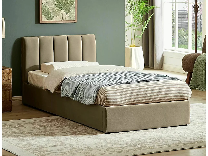 Bett Montreal (90x200)/Tissu/Beige
