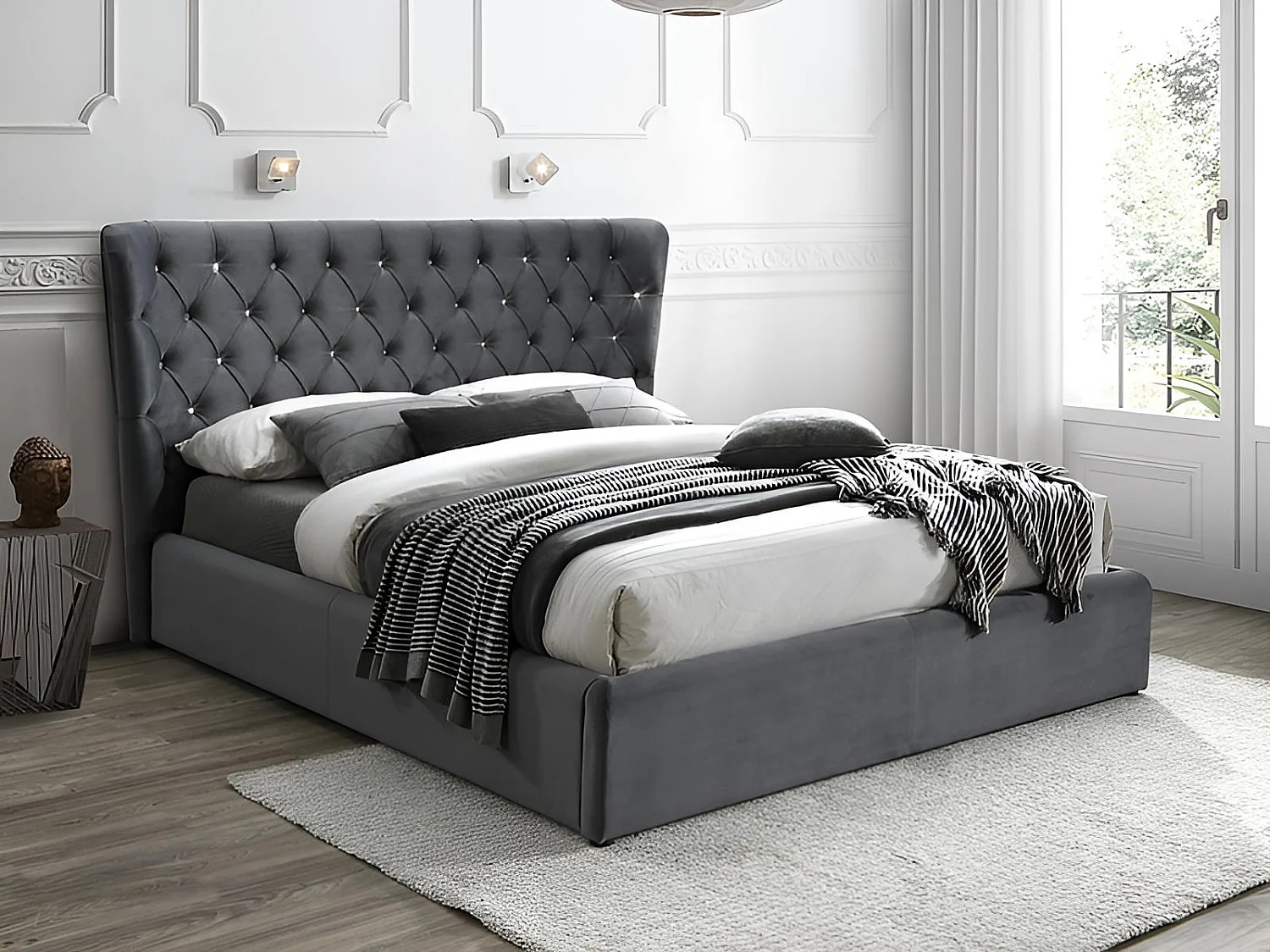 Letto Carven M (160x200)/Tessuto/Antracite