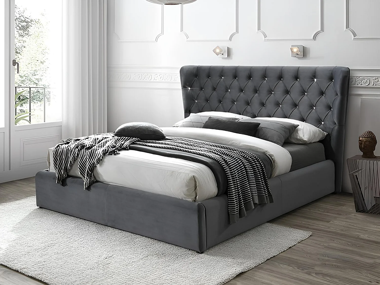 Letto Carven M (160x200)/Tessuto/Antracite