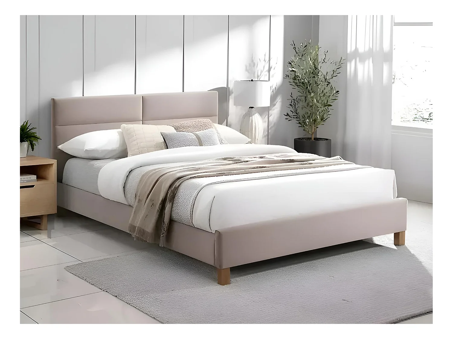 Lit Sierra M (160x200)/Tissu/Beige