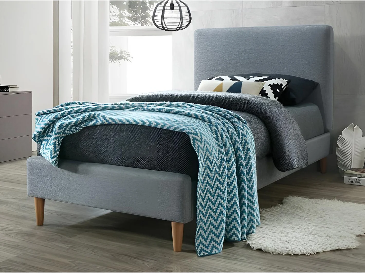 Bett Acoma XS (90x200)/Stoffbezug/Grau