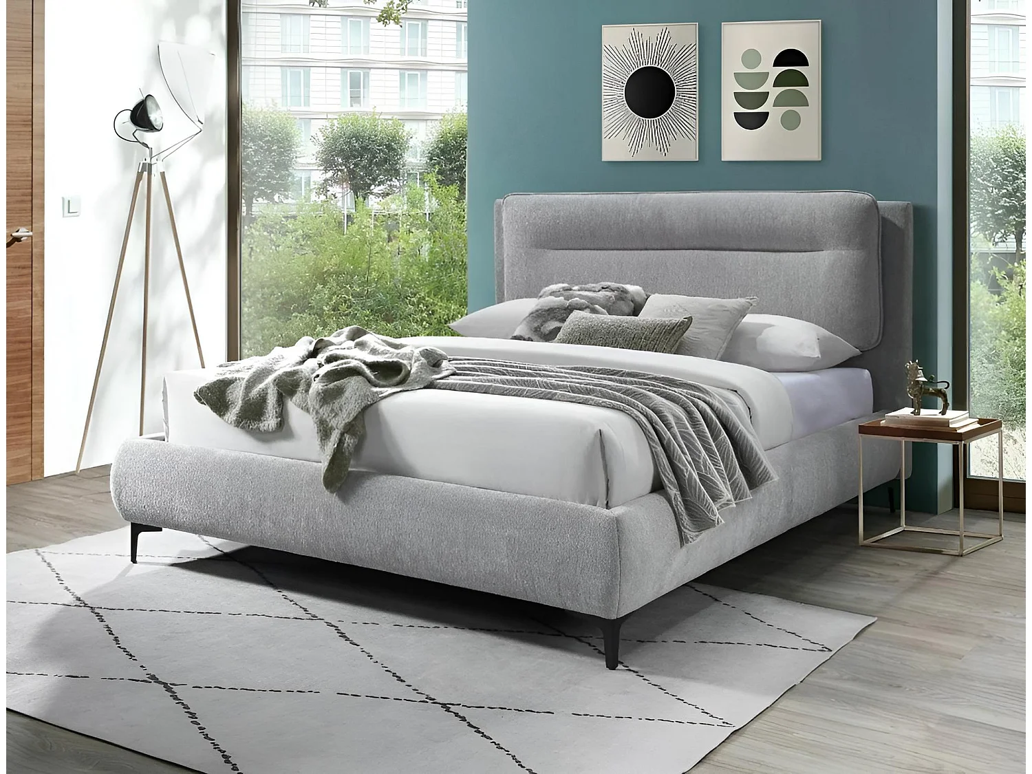 Bett Nicolia M (160x200)/Stoffbezug/Grau