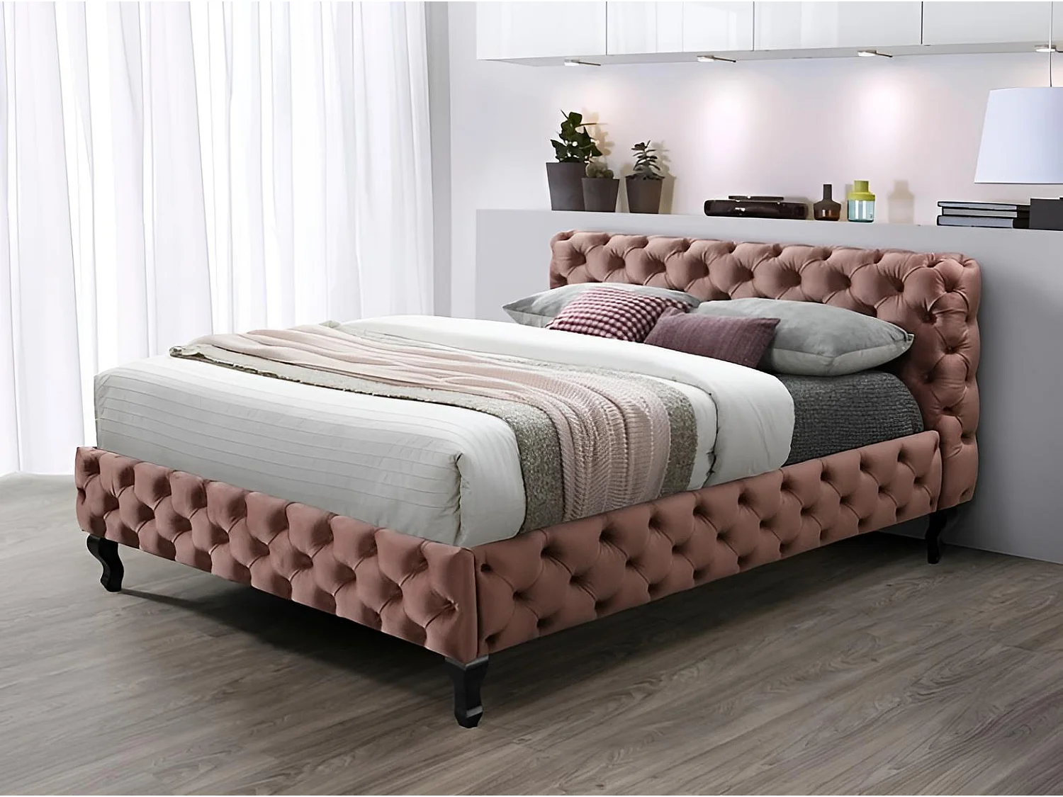 Lit Herrera M (160x200)/Tissu/Rose