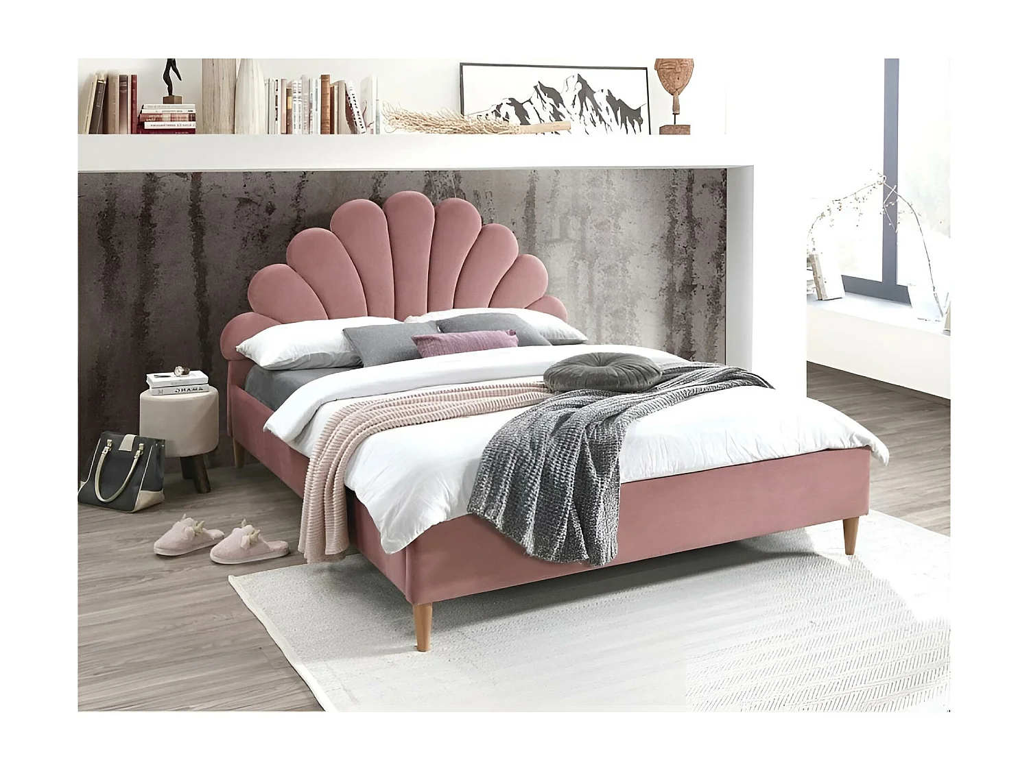 Lit Santana M (160x200)/Tissu/Rose