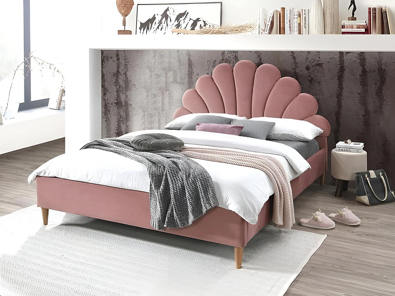 Lit Santana M (160x200)/Tissu/Rose