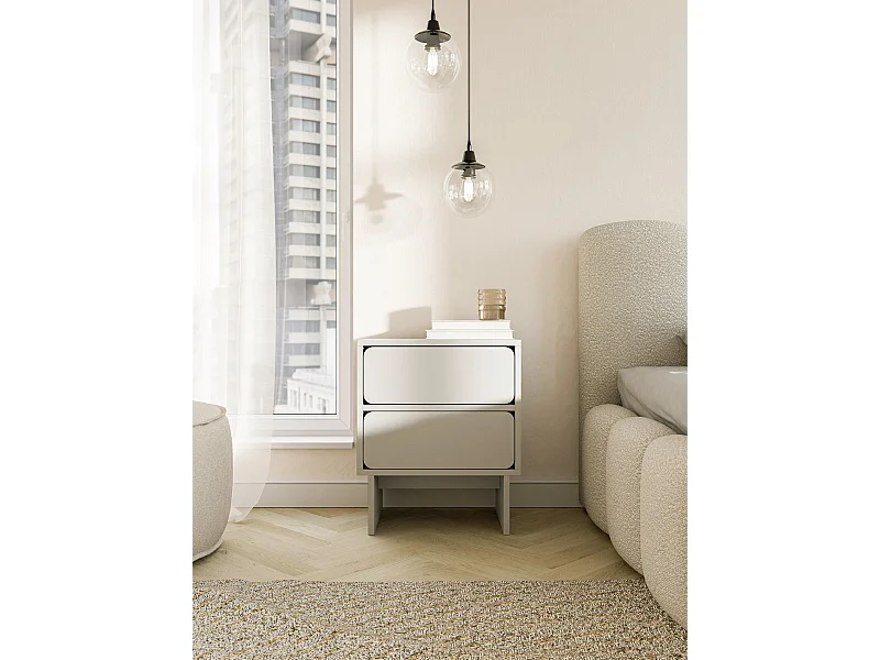 Nachttisch mit 2 Schubladen - Greige - 50 cm - WUWU
