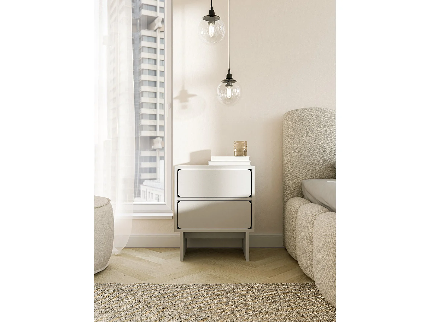 Comodino - 50 cm - grigio beige - WUWU