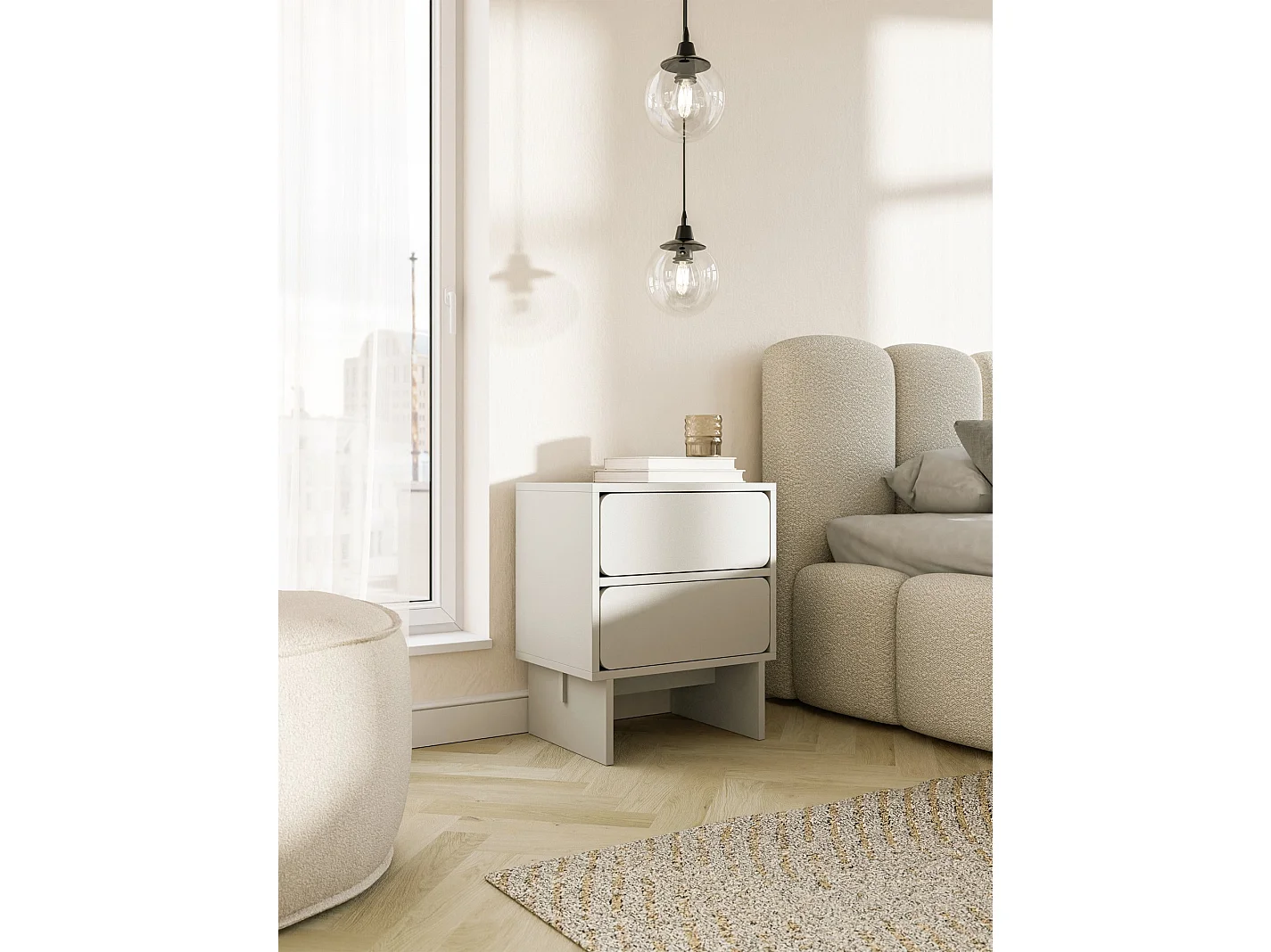 Comodino - 50 cm - grigio beige - WUWU