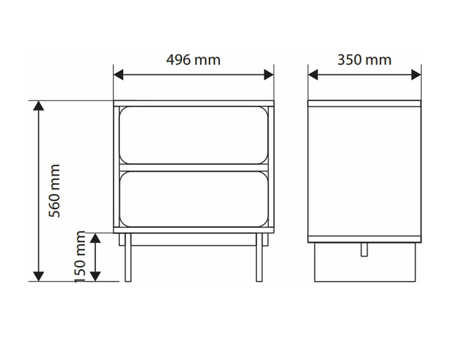 Comodino - 50 cm - grigio beige - WUWU