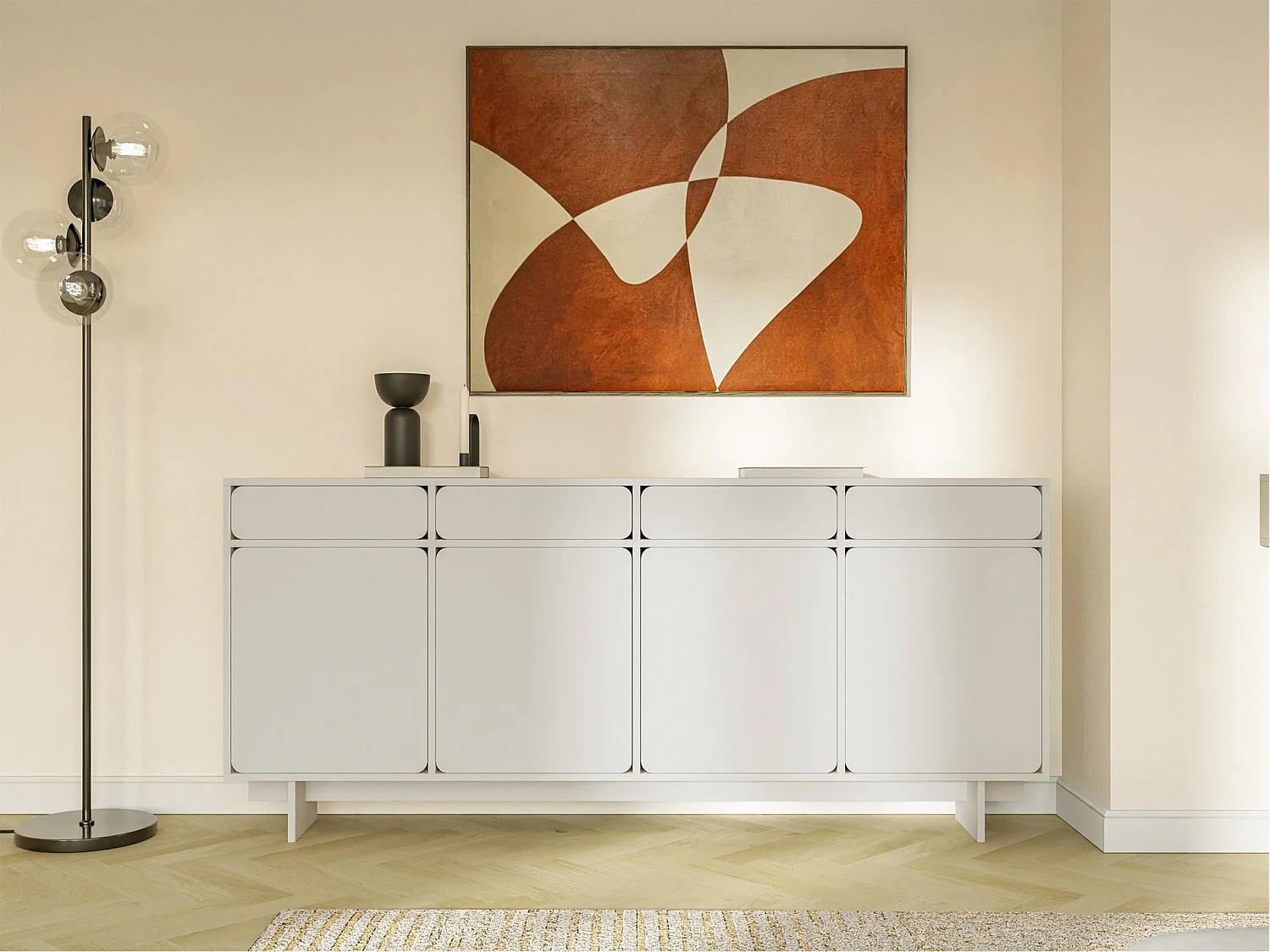 Buffet - 200 cm - 4 portes - grège - WUWU