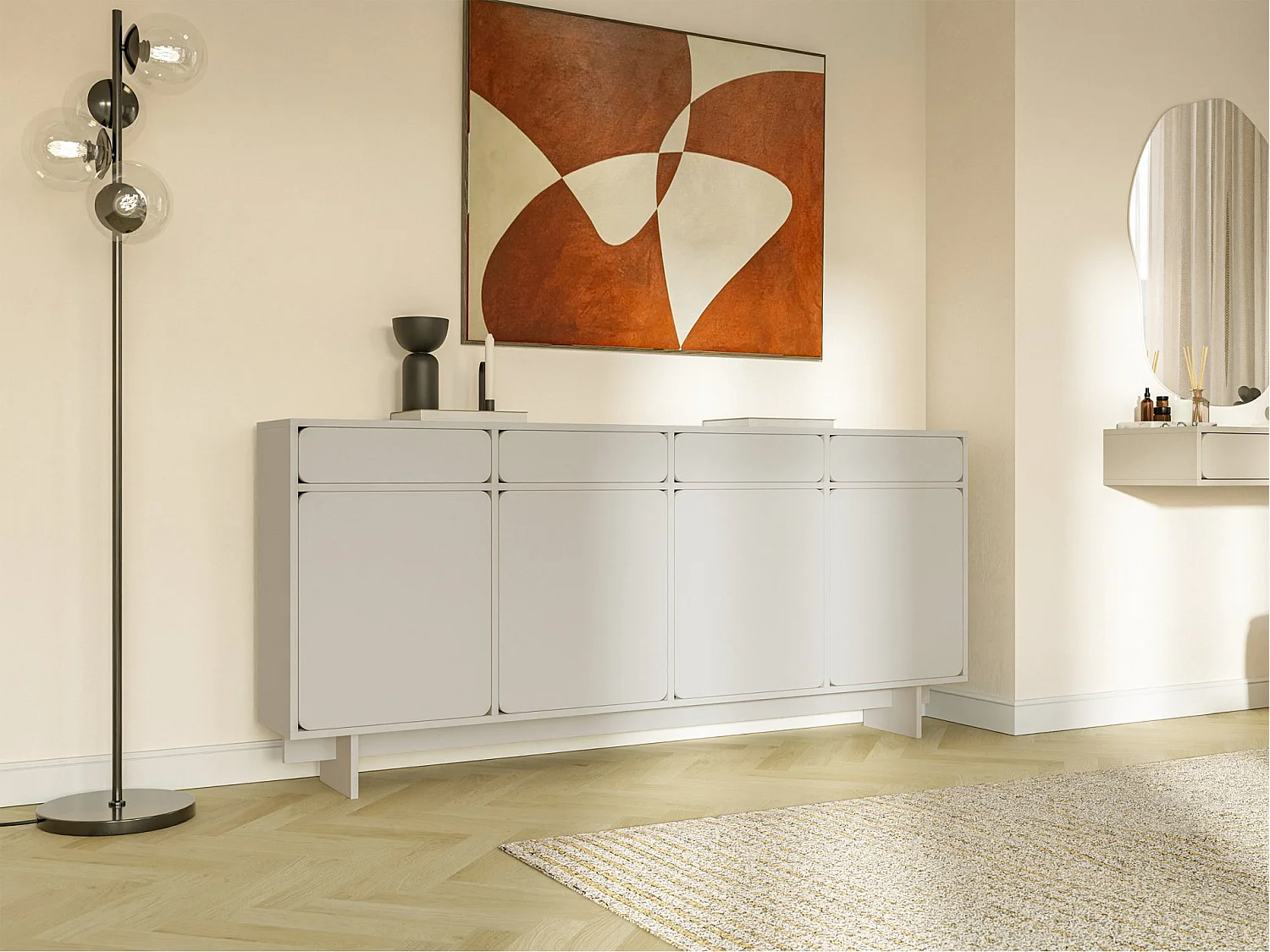 Buffet - 200 cm - 4 portes - grège - WUWU