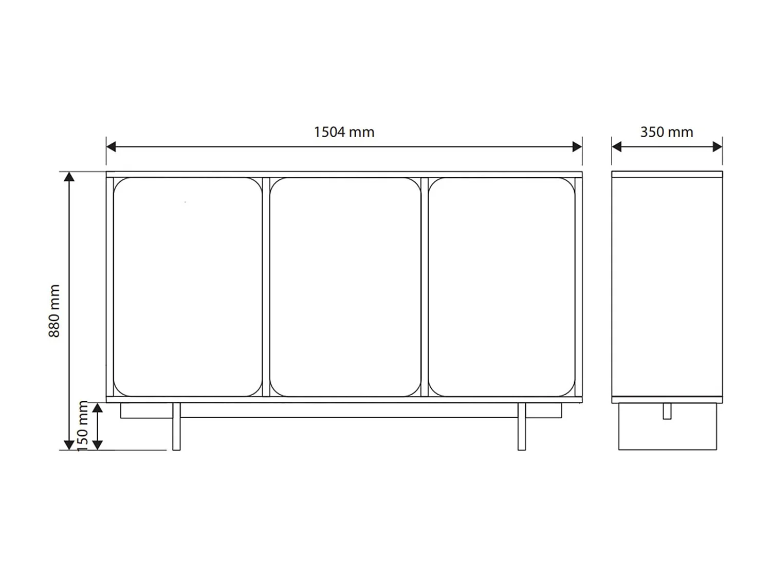 Buffet - 150 cm - 3 portes - grège - WUWU