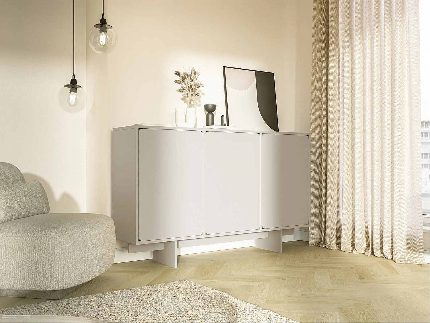 Buffet - 150 cm - 3 portes - grège - WUWU