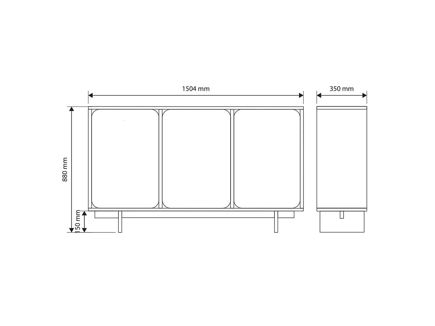 Dressoir - 150 cm - 3 deuren - grijs - WUWU