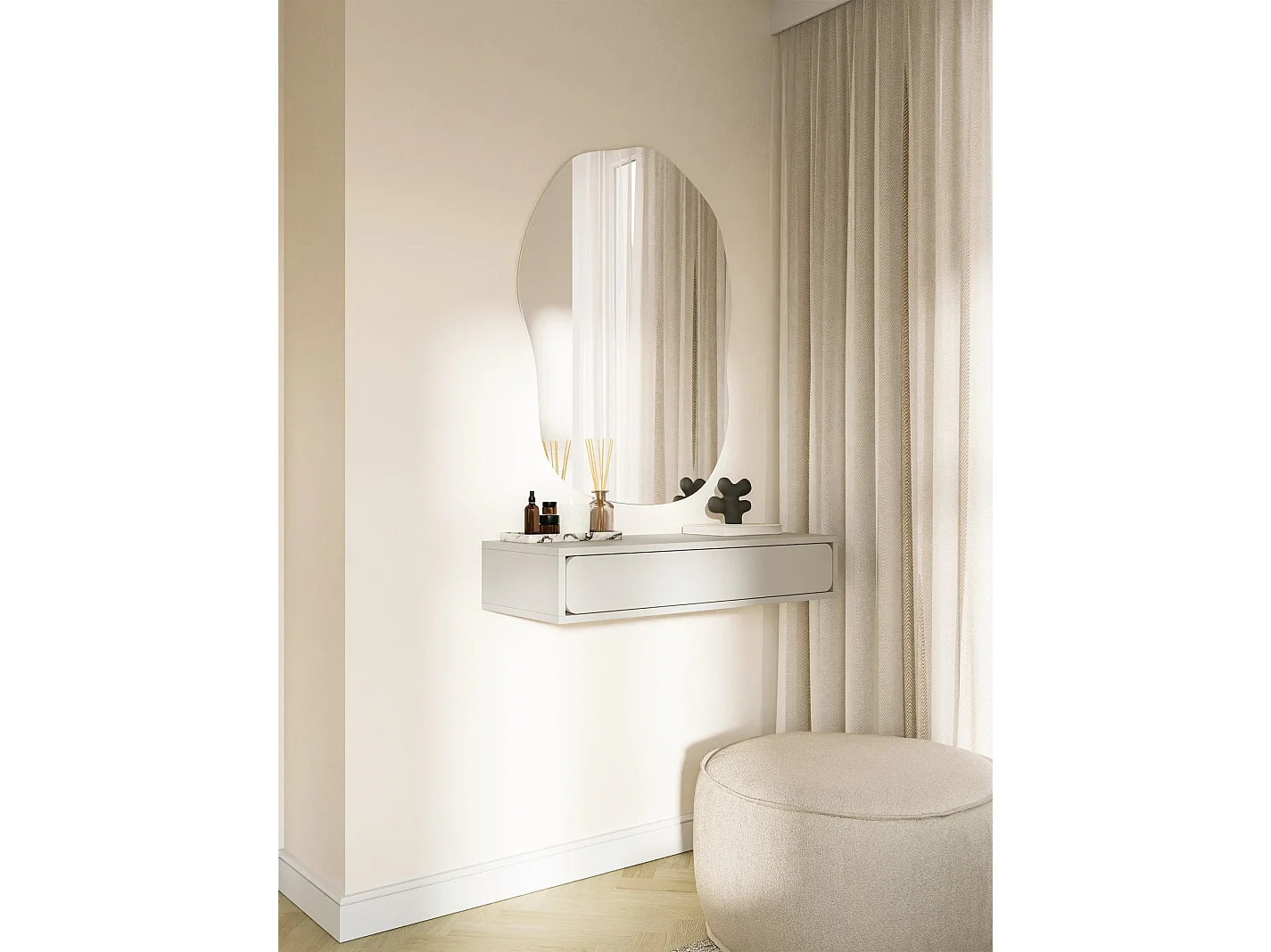 Console - 90 cm - met lade - hangend - grijs - WUWU