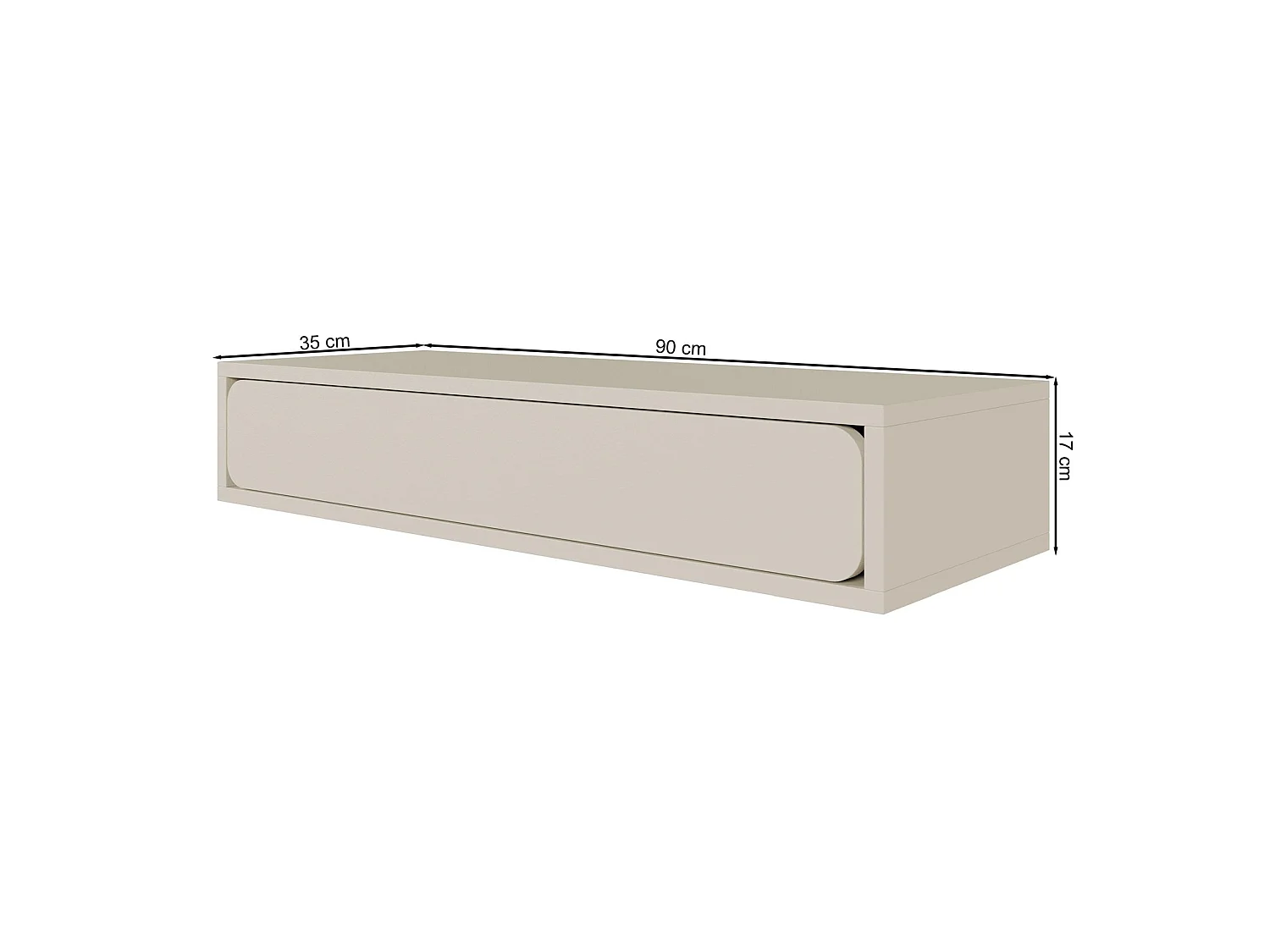 Console - 90 cm - avec tiroir - suspendu - grège - WUWU
