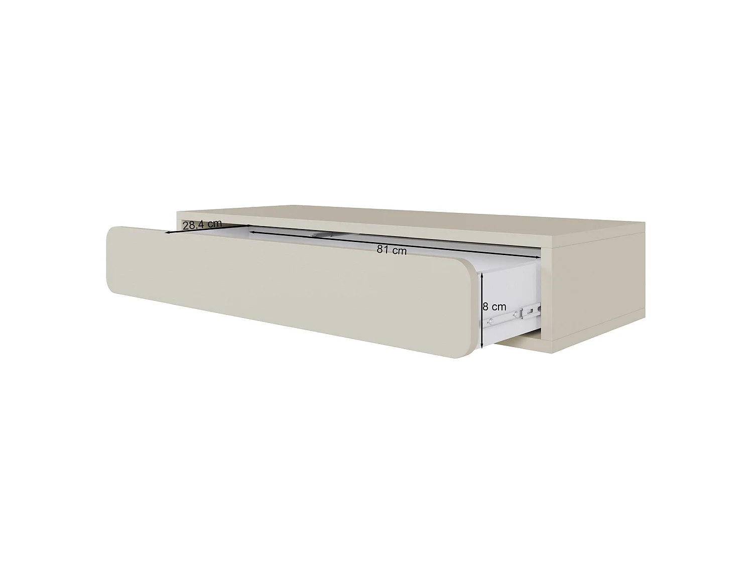 Console - 90 cm - avec tiroir - suspendu - grège - WUWU