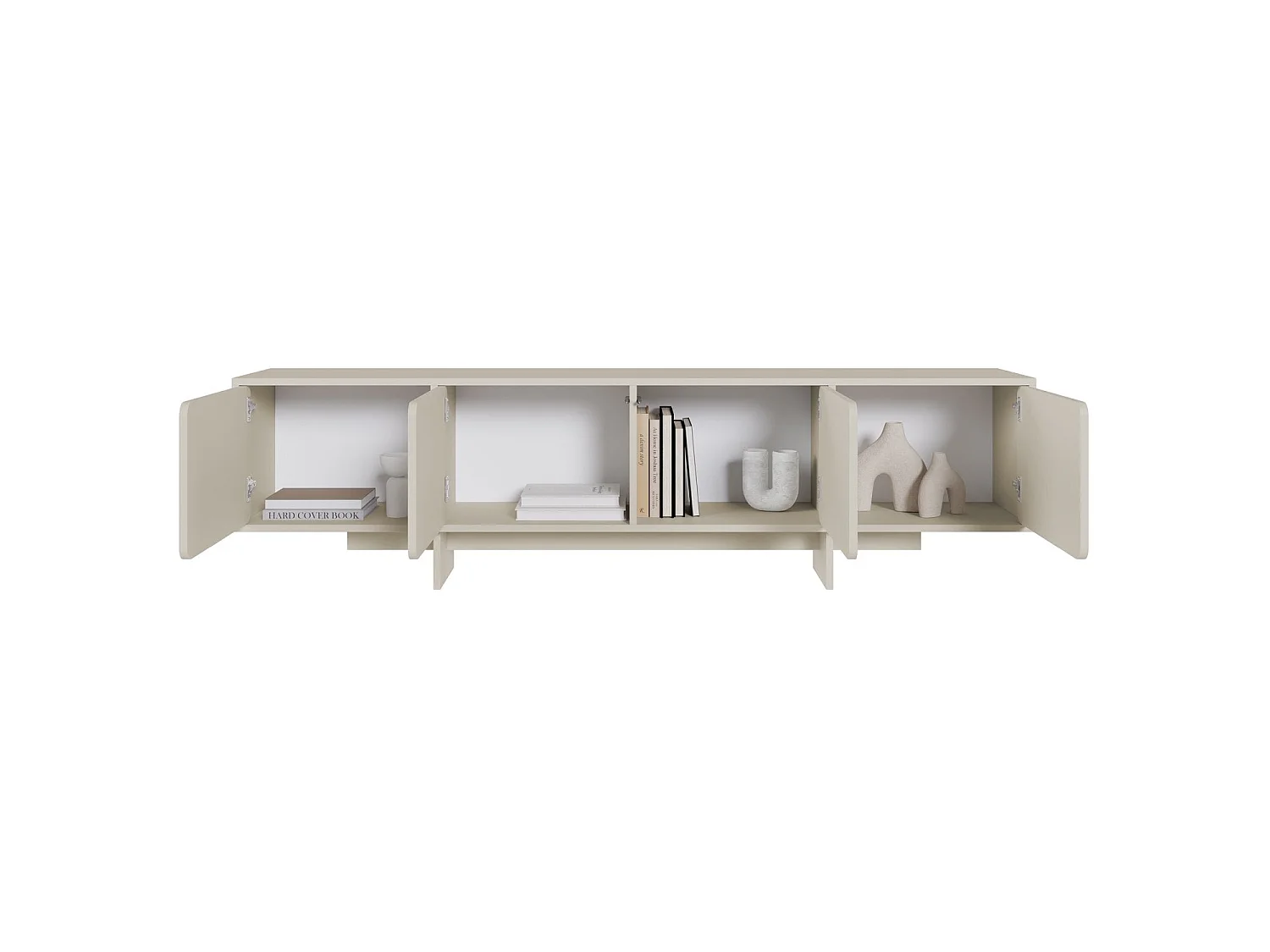 Meuble TV 4 portes - 200 cm - Grège - WUWU