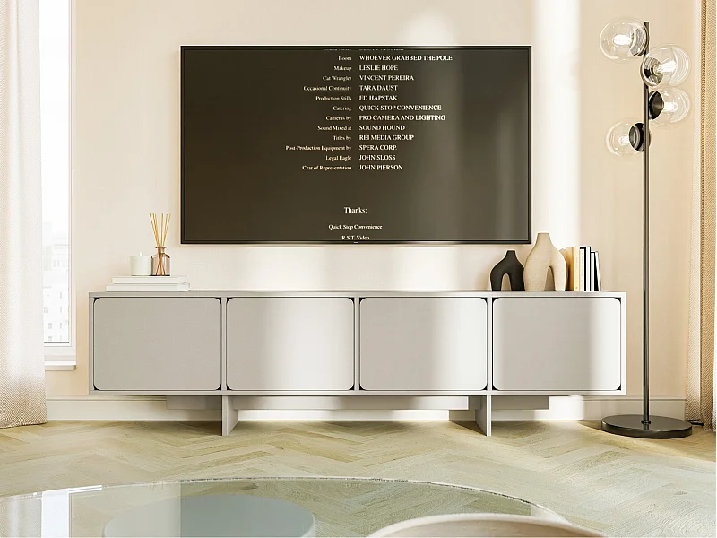 Meuble TV 4 portes - 200 cm - Grège - WUWU