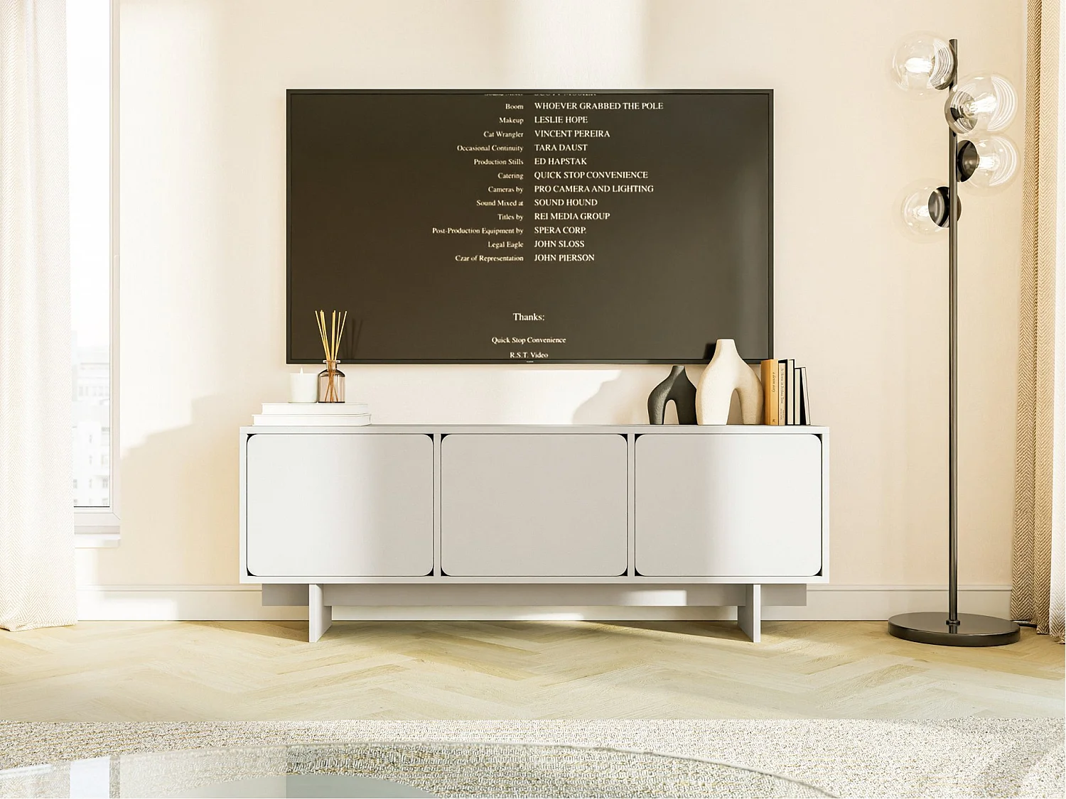 Mueble de televisión - 150 cm - gris - WUWU