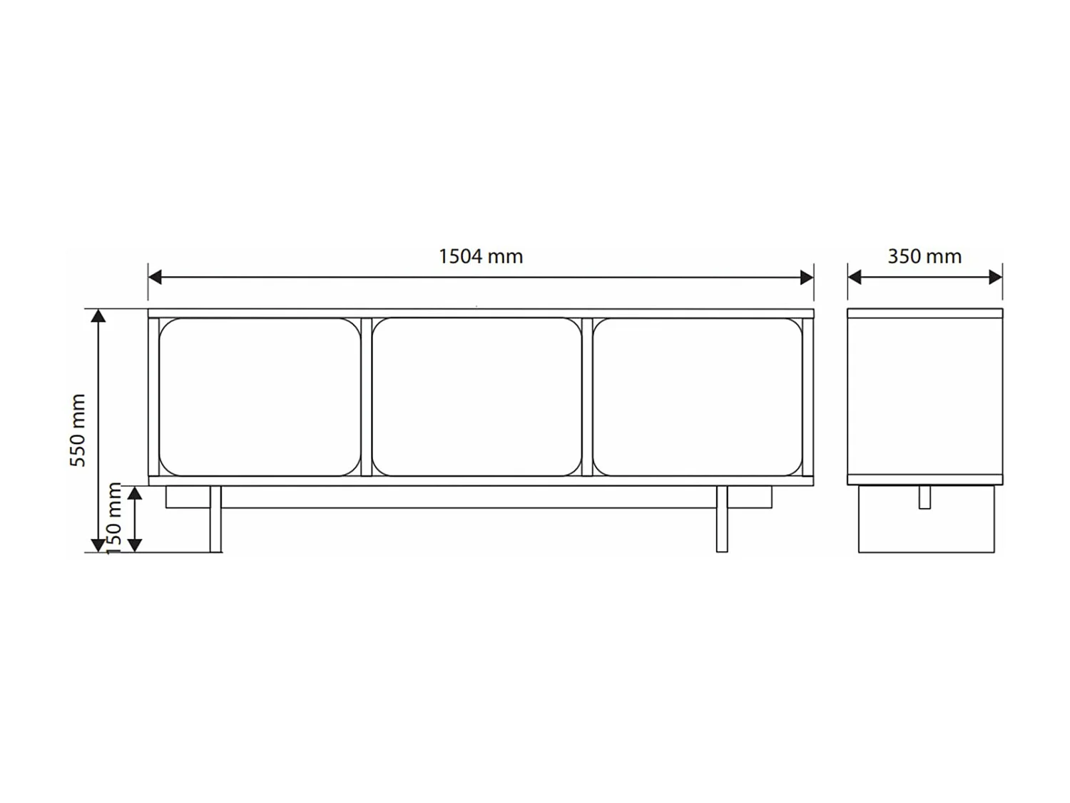 Meuble TV 3 portes - 150 cm - Grège - WUWU
