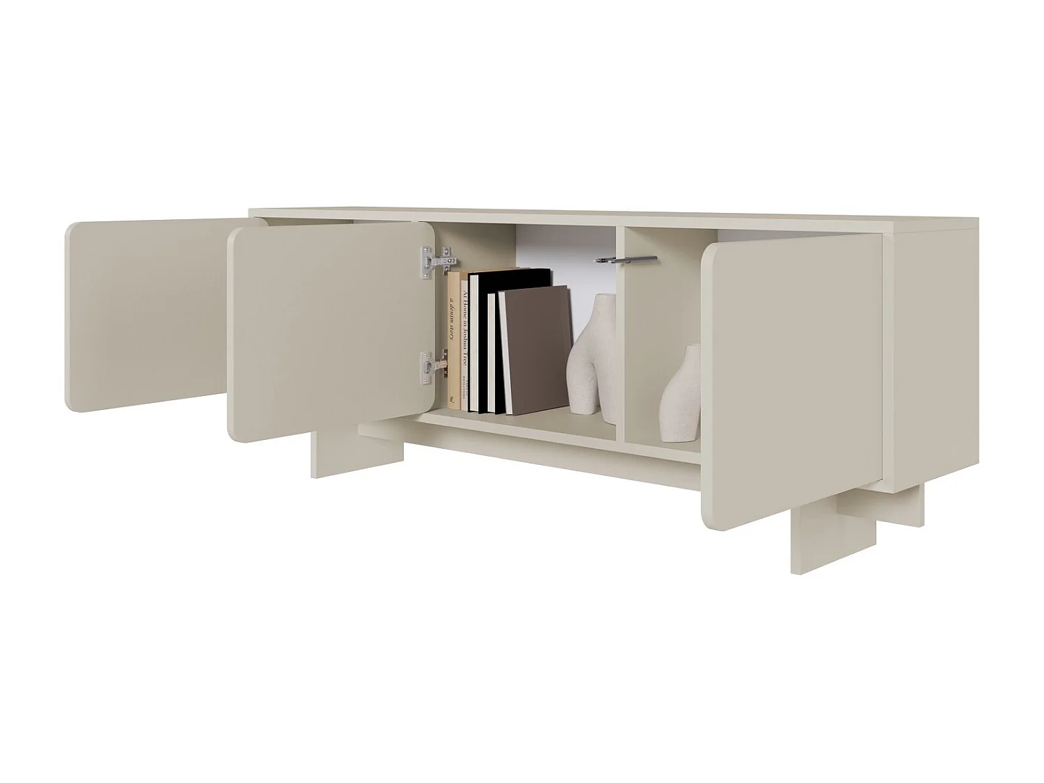 Meuble TV 3 portes - 150 cm - Grège - WUWU