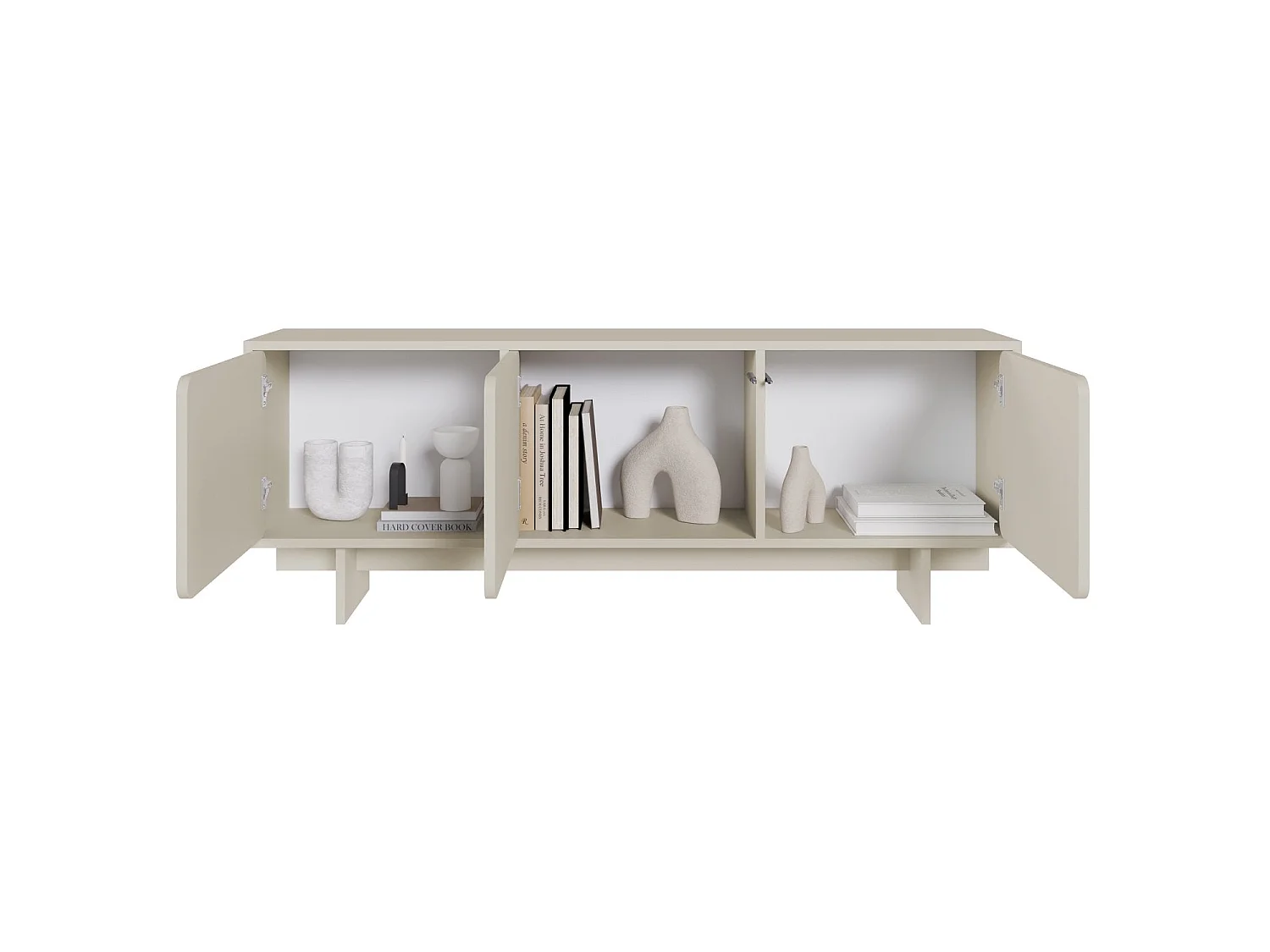 Meuble TV 3 portes - 150 cm - Grège - WUWU
