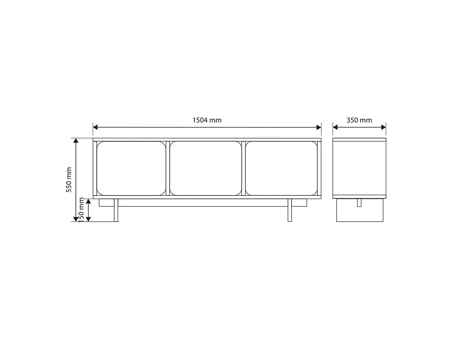 Meuble TV 3 portes - 150 cm - Grège - WUWU